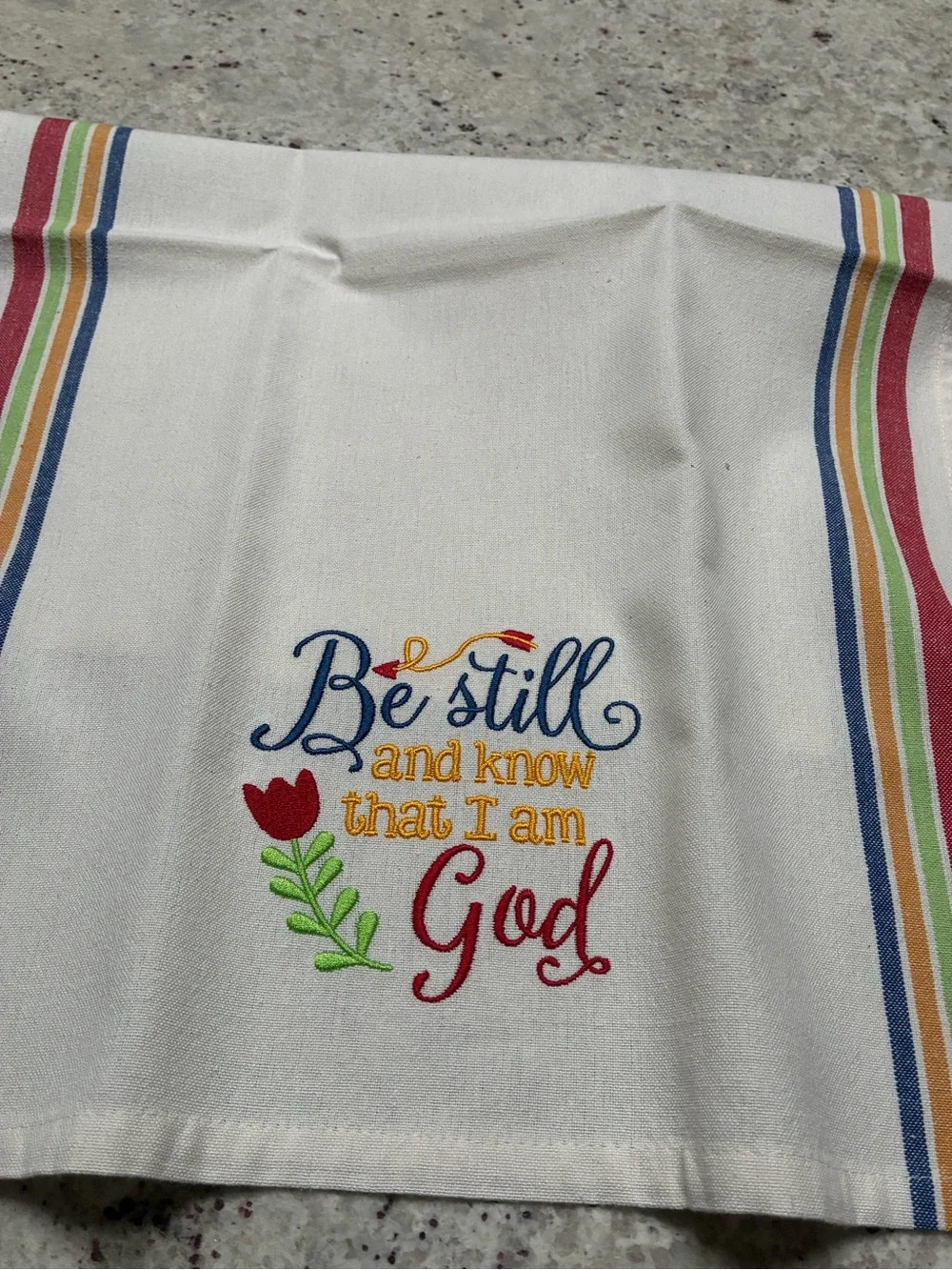 Embroidered Faith Kitchen Towels – White